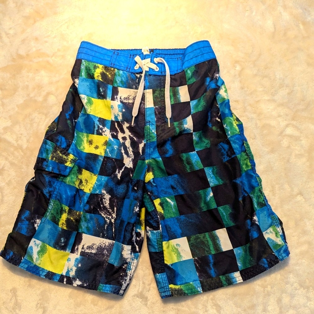 Joe Boxer Boys Checkered Swim Shorts Size L (10/12)